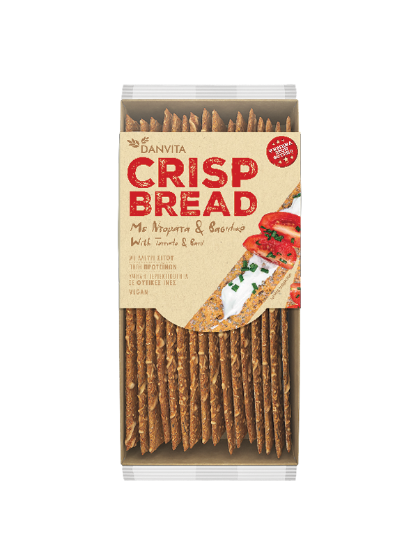 ELGEN CRISP BREAD ΜΕ ΝΤΟΜΑΤΑ & ΒΑΣΙΛΙΚΟ 130gr